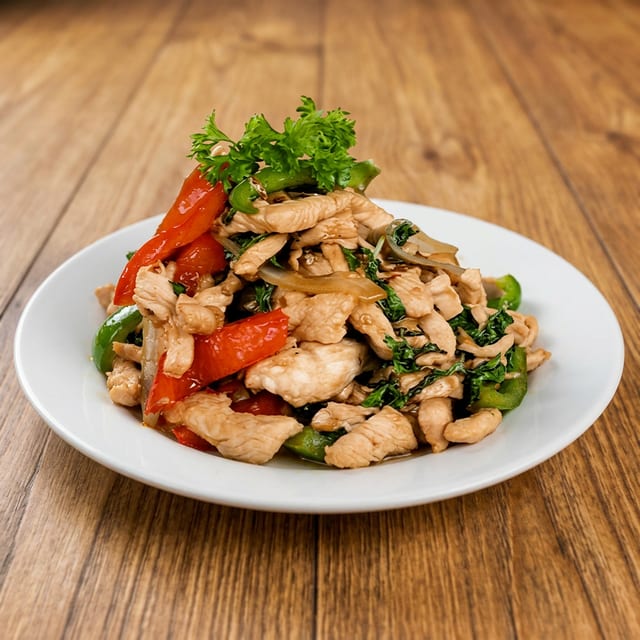 Spicy Basil Leaf Stir-Fry.